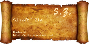 Sinkó Zia névjegykártya